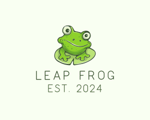 Green Frog Cartoon logo design