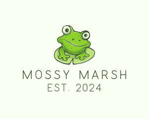 Swamp - Green Frog Cartoon logo design
