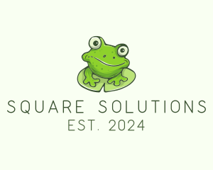 Green Frog Cartoon logo design