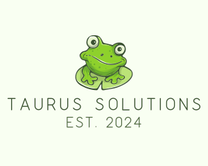 Green Frog Cartoon logo design