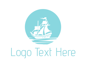 Exploration - Blue Pirate Ship logo design