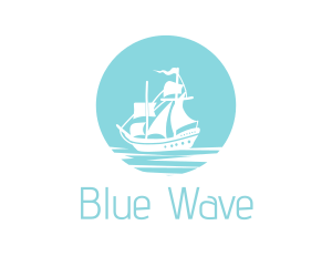 Blue Pirate Ship logo design
