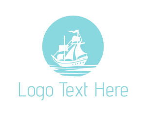 Blue Pirate Ship Logo