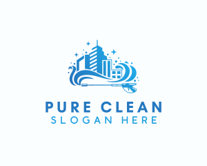 Pressure Washer Clean Building logo design