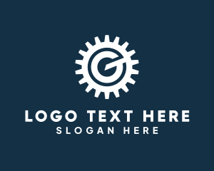 White - Letter G Machinery Gear logo design