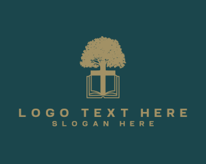 Bookstore - Religion Cross Tree logo design