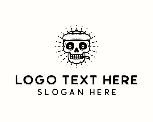Hipster - Skull Cap Cigarette logo design