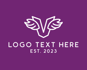 White - Flying Logistics Letter V logo design