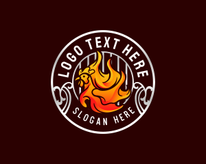 Barbeque - Flaming Chicken Grill logo design