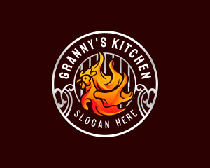 Flaming Chicken Grill logo design