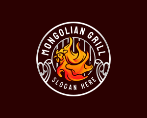 Flaming Chicken Grill logo design