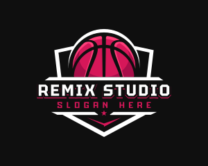 Sport Basketball Shield logo design