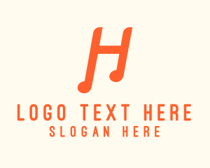 Orange Note - Musical Letter H logo design