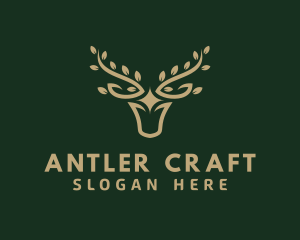 Deer Leaf Antlers logo design