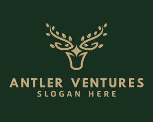 Deer Leaf Antlers logo design