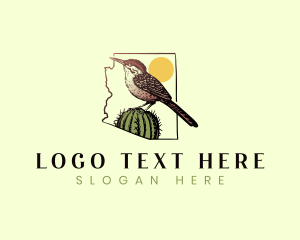 Lark Bunting - Cactus Wren Bird logo design