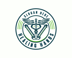 Medical Healthcare Syringe logo design