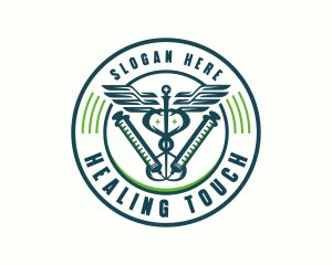 Medical Healthcare Syringe logo design