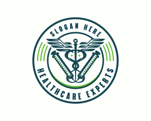 Medical Healthcare Syringe logo design