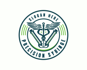 Medical Healthcare Syringe logo design