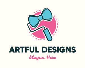 Feminine Ribbon Roller logo design