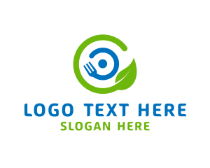 Utensil - Leaf Fork Gourmet Letter C logo design