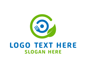 Vegan - Leaf Fork Gourmet Letter C logo design