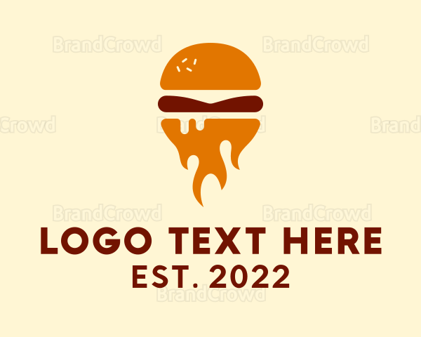Fire Burger Sandwich Logo