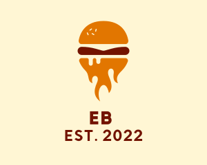 Food - Fire Burger Sandwich logo design