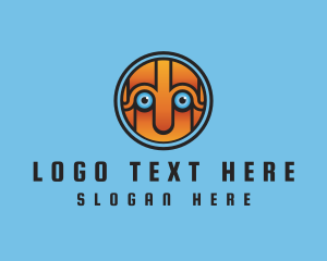 Basketball - Retro Robot Face logo design