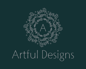 Floral Garden Wreath  logo design