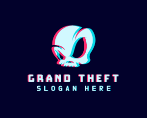 Esports Glitch Skull Logo