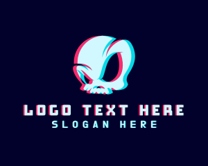 Streamer - Esports Glitch Skull logo design