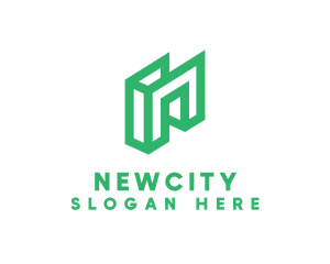 Green Geometric N logo design