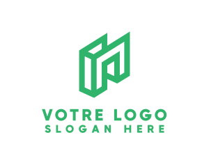 Shape - Green Geometric N logo design