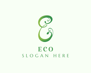 Eco Cursive Letter E logo design
