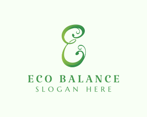 Eco Cursive Letter E logo design