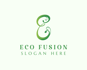 Eco Cursive Letter E logo design