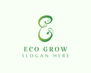 Eco Cursive Letter E logo design