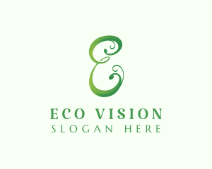 Eco Cursive Letter E logo design