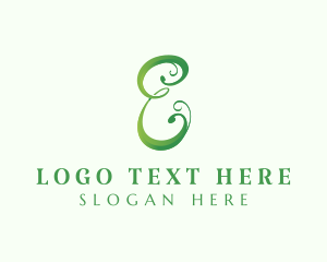 Green - Eco Cursive Letter E logo design