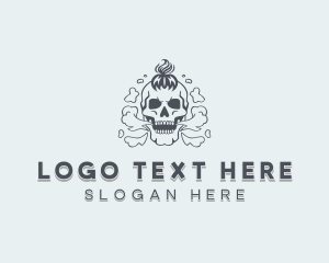 E Cigarette - Skull Vape Smoking logo design