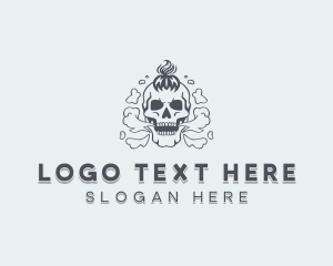 Vintage - Skull Vape Smoking logo design