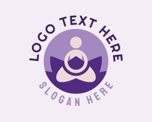Purple - Minimalist Yoga Lotus Pose logo design