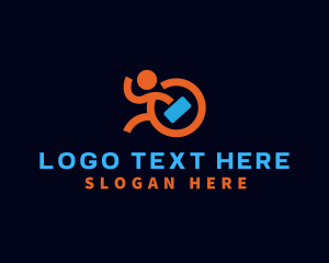 Employee - Running Businessman Recruitment logo design