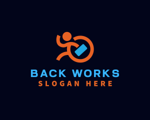 Running Businessman Recruitment logo design