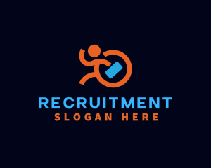 Running Businessman Recruitment logo design