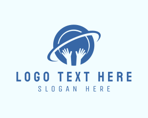 Cooperative - Blue Hands Globe logo design