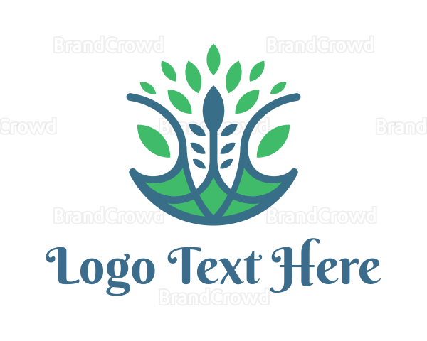 Blue Green Orchid Flower Logo