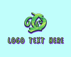 Doodle - Green Graffiti Art Letter O logo design